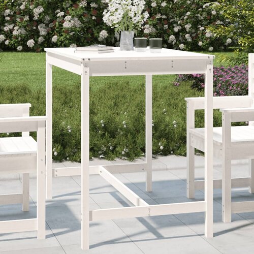 The Living Store Vrtna miza bela 121x82,5x110 cm trdna borovina - Vrtna Miza, (21481455) Slike