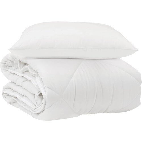 VidaXL Celosezonski pokrivalo z blazino 2 pcs Bela Mikrovlakna, (5000148829) Slike