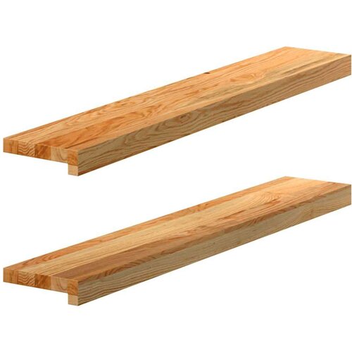  Okenske police 2 kosa svetlo rjava 90x15x2 cm trdna hrastovina Slike