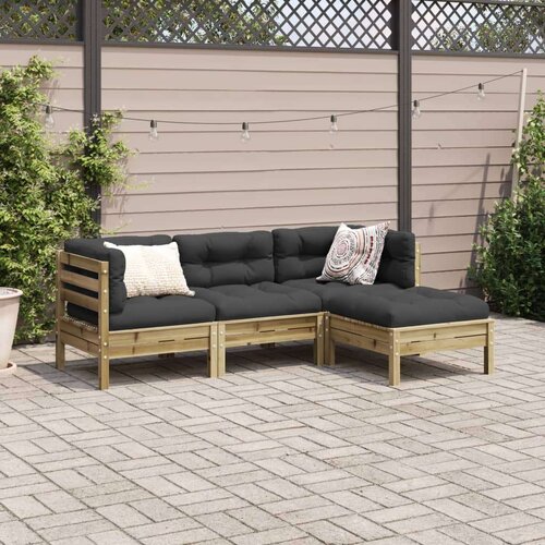VidaXL 4-dijelni set vrtnih sofa s jastucima od impregnirane borovine Slike