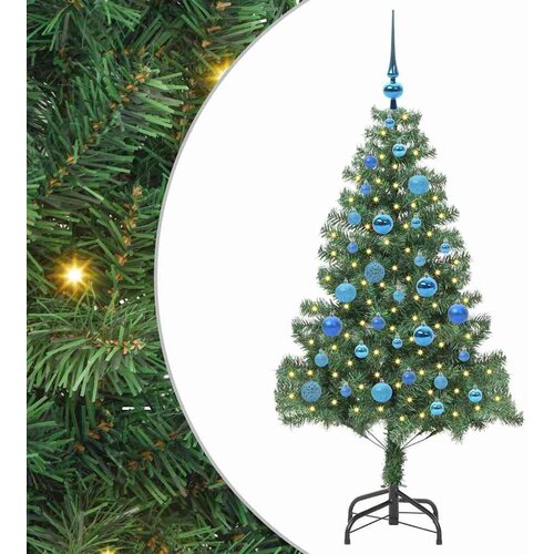 VidaXL Božićno drvce s 150 LED svjetlima s stalakom Zelena 150 cm PVC Slike