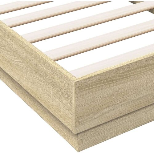  Okvir kreveta s LED svjetlima boja hrasta sonome 90 x 190 cm Slike
