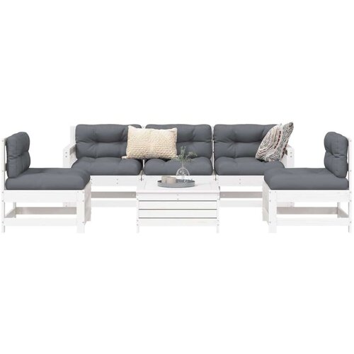  6-dijelni set vrtnih sofa bijeli od masivne borovine Cene