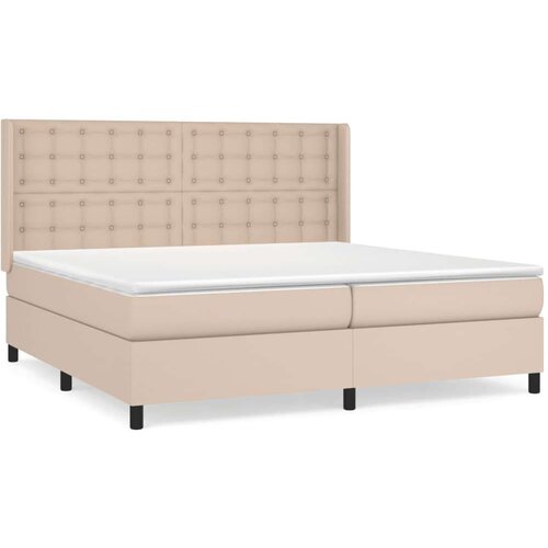  Krevet box spring s madracem cappuccino 200x200cm umjetna koža Slike