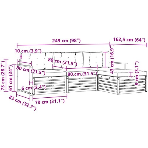  Set vanjskih sofa Prirodna i krem 249 x 162,5 x 73 cm Slike