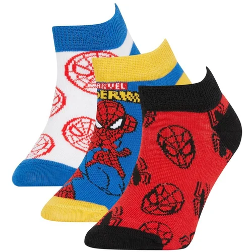 Defacto Boy's Marvel Spiderman 3-Piece Cotton Booties Socks