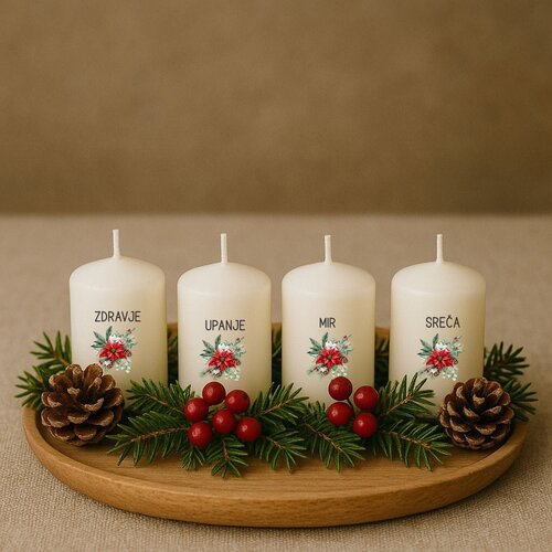  Adventne sveče z napisi in božičnim motivom ADVSV 04 Cene