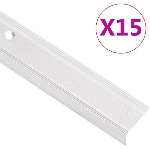  Rubnjaci za stepenice L-oblik 15 kom aluminijski 100 cm srebrni Slike