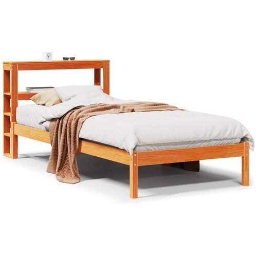 Maison Chic Posteljni okvir - Enojna postelja - Postelja za odrasle z vzglavjem voščeno rjava 90x200 cm borovina, (21694936) Cene
