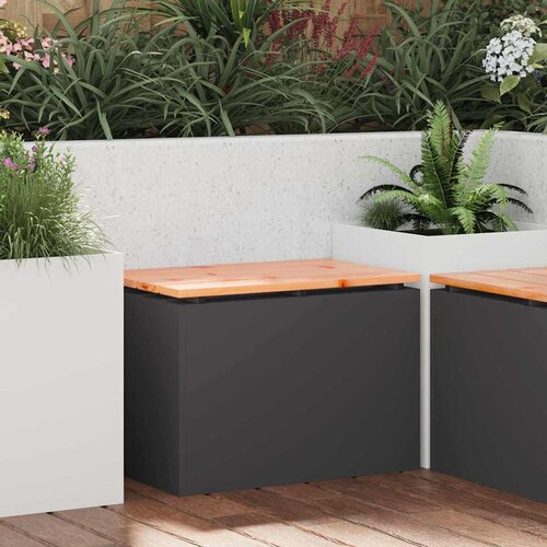  Vrtna klupa Crna 60 x 40 x 43 cm Čvrsta duglazija i čelik Cijene