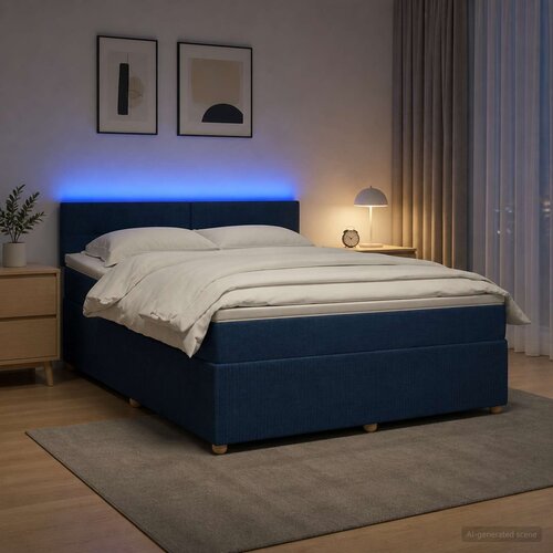  Boxspring krevet s madracem Plava 160 x 200 cm Tkanina Cijene