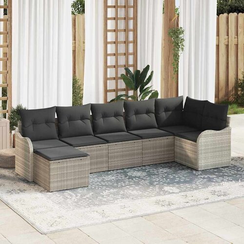  Sjedeća garnitura za vrt 7 kom. Svijetlo siva poliratan Svjetlosiva 287,5 x 122,5 x 69 cm Slike