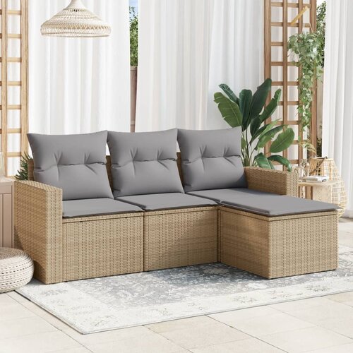 vidaXL 4-dijelni set vrtnih sofa s jastucima bež od poliratana Cijene