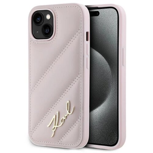 Karl Lagerfeld PREŠIT OVITEK DIAGONAL SCRIPT ZA IPHONE 15 14 13 ROZA, (21897744) Cene