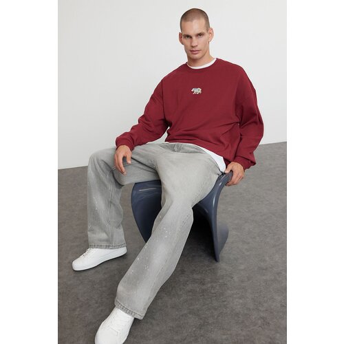 Trendyol Claret Red Crew Neck Long Sleeve Sweatshirt Cene