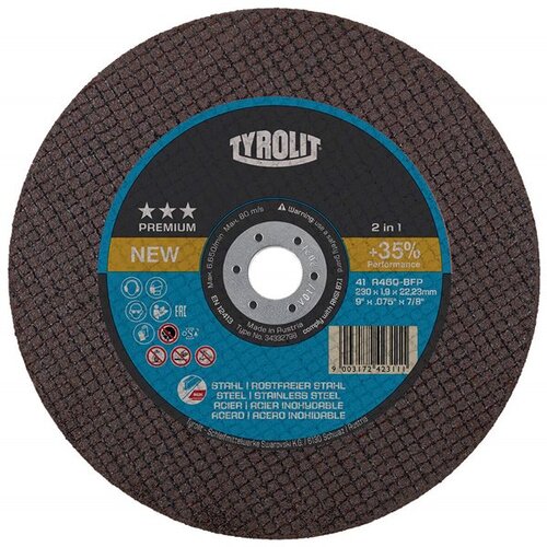 Tyrolit rezna ploca premium stahl 41F A46Q-BFP 178x1,6x22,23mm Cene