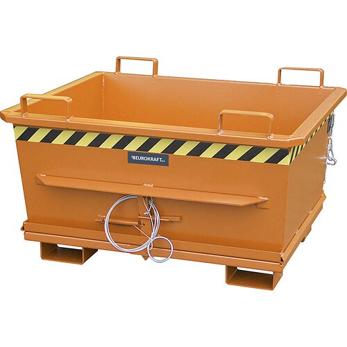 eurokraft pro Stožčast zabojnik s preklopnim dnom, prostornina 0,5 m³, nosilnost 1000 kg, oranžna RAL 2000 Cene