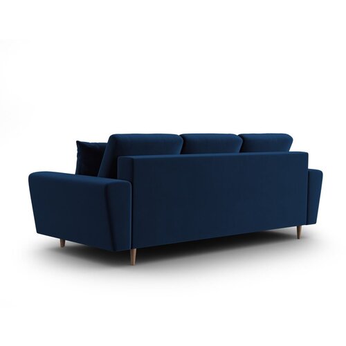 Cosmopolitan Design Modra žametna raztegljiva sedežna garnitura s prostorom za shranjevanje 235 cm Kyoto &amp;ndash; Slike