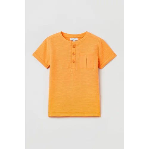 OVS Dječja pamučna majica kratkih rukava boja: narančasta, jednobojni model