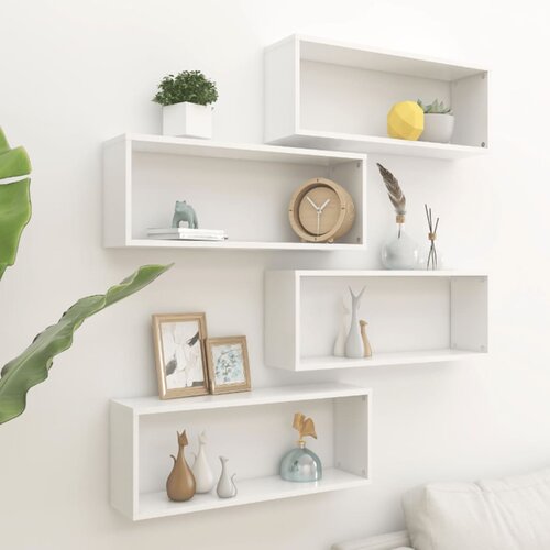 VidaXL Stenske police kockaste 4 kosi bele 60x15x23 cm Slike
