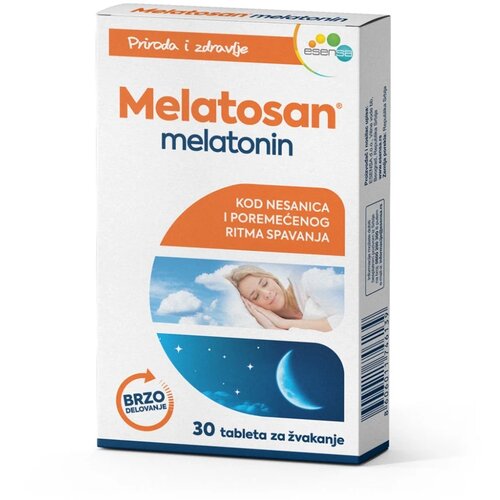 Esensa melatosan melatonin za lakši san 30 sublingvalnih tableta za žvakanje Slike