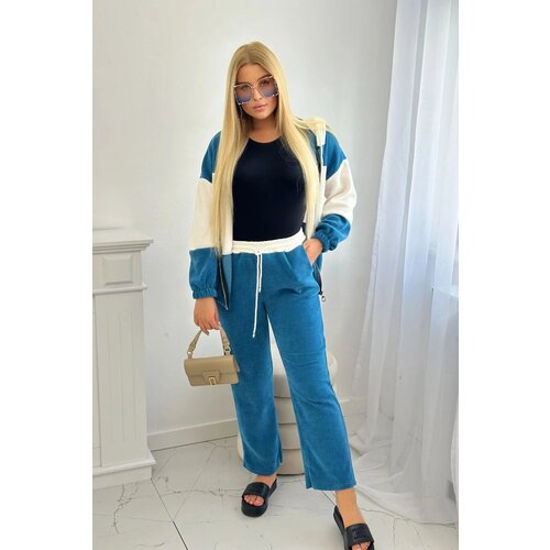 Kesi Ribbed velour set sweatshirt + trousers navy Slike