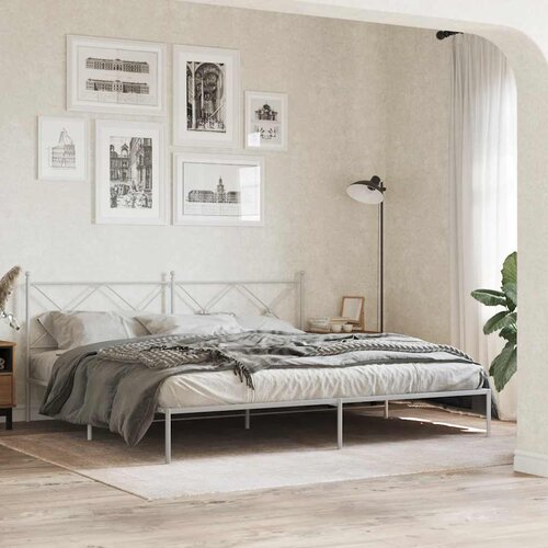  Metalni okvir za krevet s uzglavljem bijeli 193x203 cm Cijene