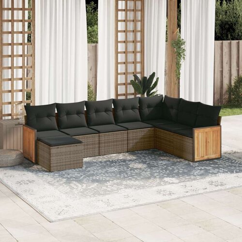 VidaXL 8-dijelni set vrtnih sofa od poliratana s jastucima sivi Slike