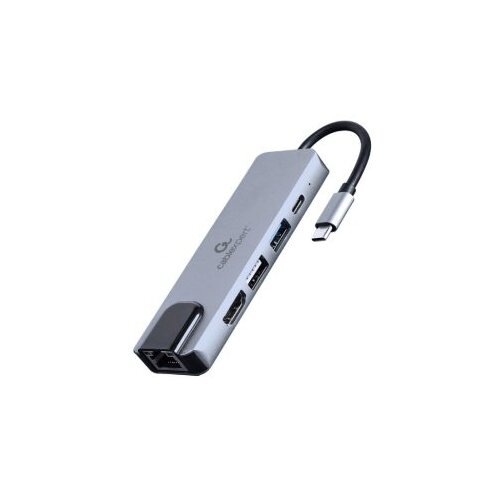 Docking station USB adapter Type-C 5-in-1 multi-port adapter Hub + HDMI + PD + LAN GEMBIRD A-CM-COMBO5-04 Slike
