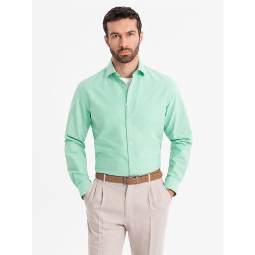 Ombre Men's pastel cotton oxford shirt - mint Cene