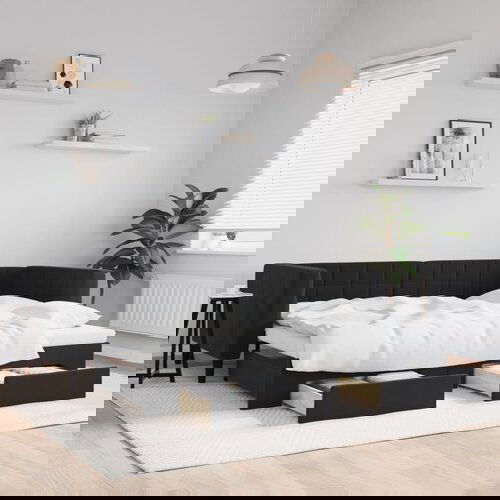 VidaXL Izvlečna dnevna postelja s predali črna 90x200 cm žamet Slike