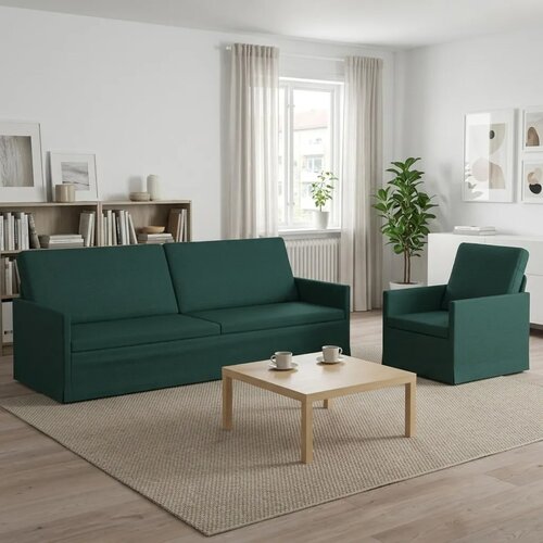  Set sofe 2 pcs Tamnozelena Tkanina - Tamnozelena 1-Sjedalo + 3-Sjedalo (210 cm) Cene