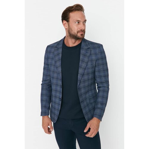 Trendyol Indigo Men's Slim Fit Blazer Suede Sleeve Patch Jacket Cene