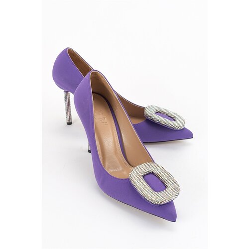 LuviShoes Entre Women's Purple Satin Heeled Shoes Slike