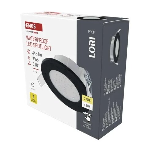 Emos zv1164 Led panel lori ugradni okrugli crni 4,5w 345lm ip65 8,5x2,9cm cct ( 3640 ) Cene