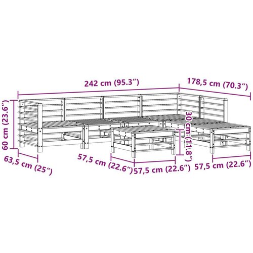  Set lounge namje&amp;scaron;taja za vrt 7 pcs Vosak Smeđa Masivna borovina - Vo&amp;scaron;tano smeđa Slike