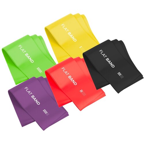 Rebel ACTIVE Set lateks traka za vežbanje Flat Band LTs-1, otpor 2,5-20 kg, 5 traka u setu, model RBA-3005 Slike