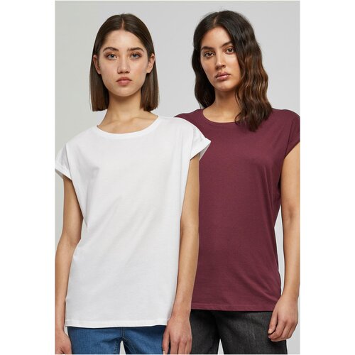 Urban Classics Women's T-shirt- 2 packs white/cherry Cene