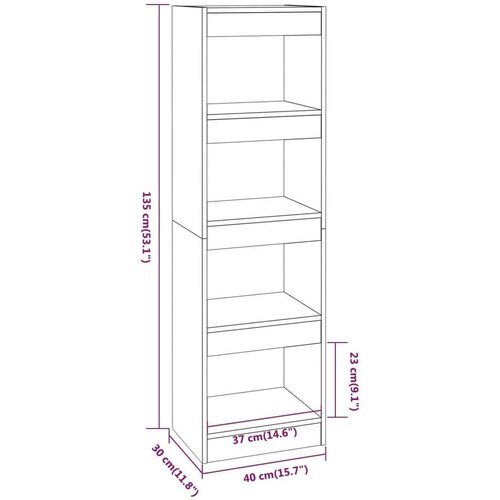 VidaXL knjižna omara/pregrada siva sonoma 40x30x135 cm Slike