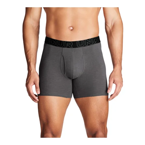 Under Armour UA Performance Cotton 6in Boxerjock 3 Pack, Castlerock Heather/Red - XXL, (21286895)