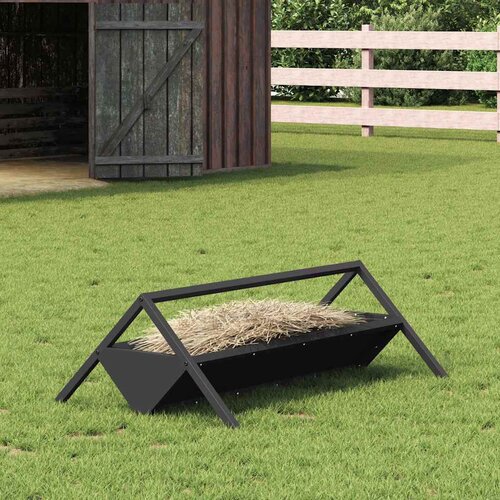 vidaXL Hranilnica za živino Črna 111 x 76 x 38 cm Hladno valjana jeklo Cene