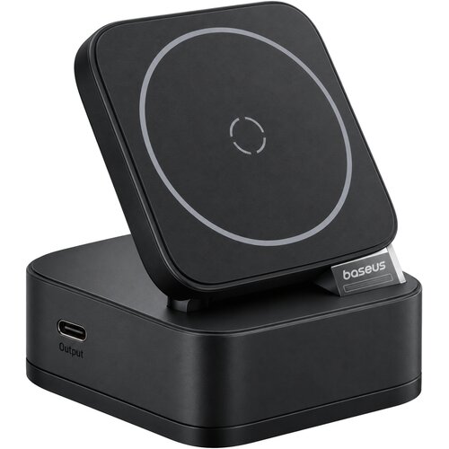 Baseus MagPro 3v1 magnetni brezžični polnilec 25W črne barve za mobilne telefone &amp;amp; slu&amp;scaron;alke &amp;amp; pametne ure Slike