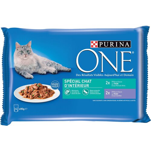 Purina ONE 4 x 85 g - Indoor tuna i teletina Cene