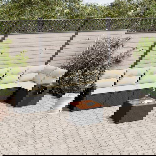 vidaXL 7-dijelni set vrtnih sofa od poliratana s jastucima crni Cijene