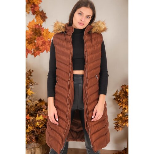 Dewberry Z6684 LADIES VEST-FLAT LIGHT BROWN Slike