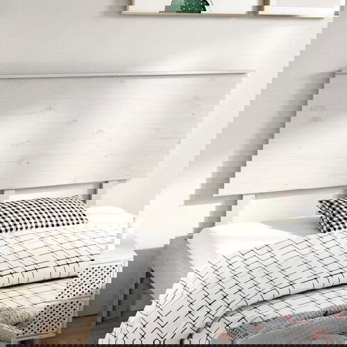 VidaXL Uzglavlje za krevet bijelo 144x6x82,5 cm od masivne borovine Slike