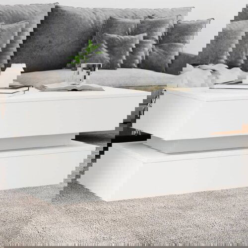 The Living Store Klubska mizica z LED lučkami bela 90x50x40 cm - Klubska Mizica, (21657617) Cene