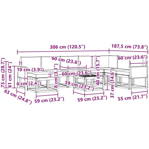  Set vanjskih sofa 9 kom. Prirodna i bež Poliester Slike
