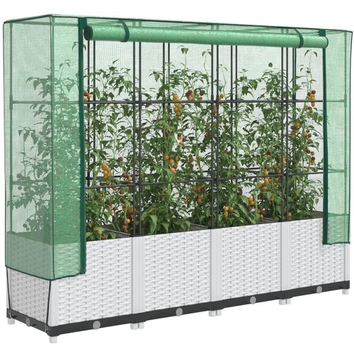 VidaXL Povi&amp;scaron;ena gredica s pokrovom za staklenik 160 x 40 x 138 cm Slike