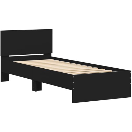 VidaXL Posteljni okvir z vzglavjem črn 75x190 cm inženirski les, (21007211) Slike